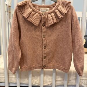 Quincy Mae Ruffle Collar Knit Cardigan